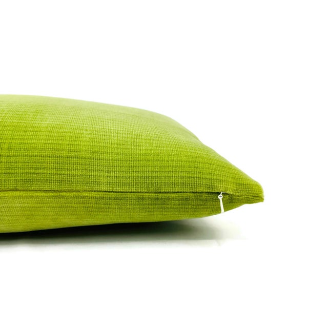 Contemporary Schumacher Antique Strie Velvet in Lime Lumbar Pillow Cover - 69776 Apple Green Rectangle Cushion Case For Sale - Image 3 of 5