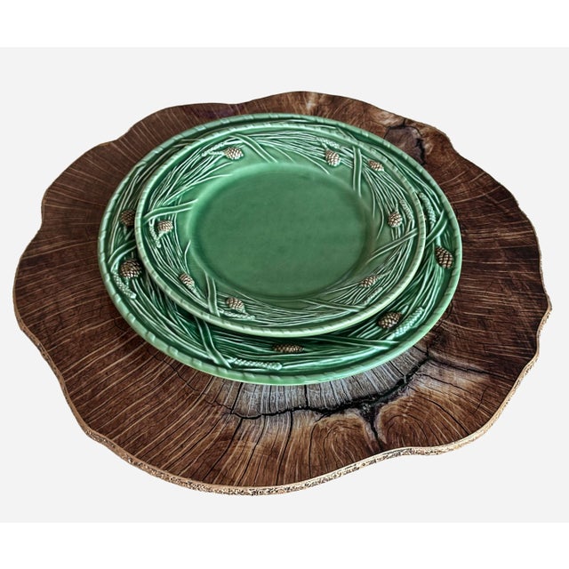 Bordallo Pinheiro Bordallo Pinheiro Pinecone Winter Christmas Plates For Sale - Image 4 of 10