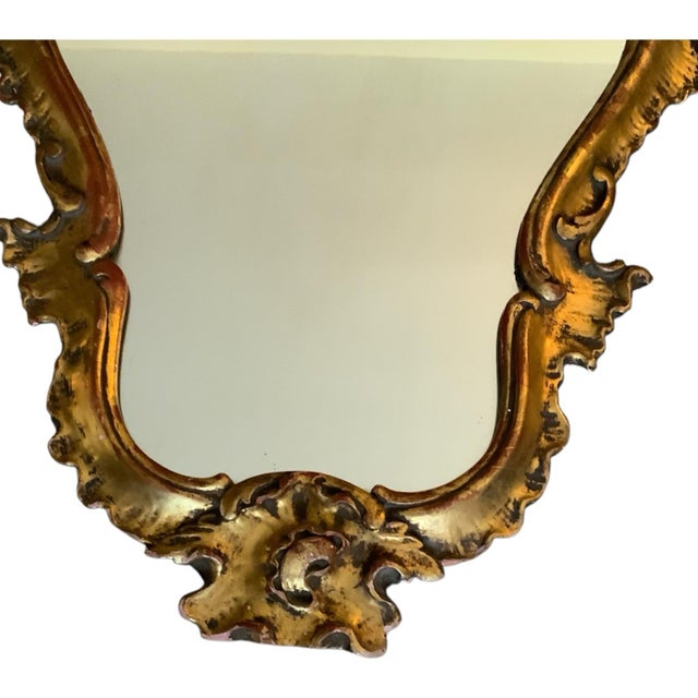 Rococo Antique 19th-Century Italian Rococo Revival Hand-Carved Giltwood Wall Mirror c.1850-1890 For Sale - Image 3 of 11