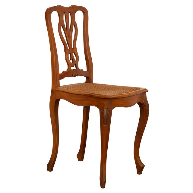 Brown Antique Italian Carved Walnut Caned Side Chairs – Set of 2 – Hand-Carved Rococo/Baroque Revival – Made in Italy For Sale - Image 8 of 8