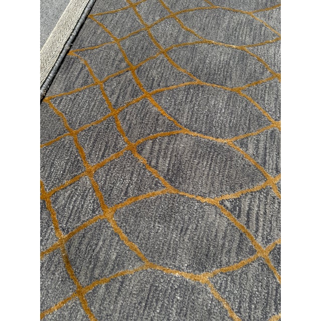 2010s 7ft 7in × 9ft 8in Bashian Greenwich Gray + Gold Geometric Area Rug For Sale - Image 5 of 9