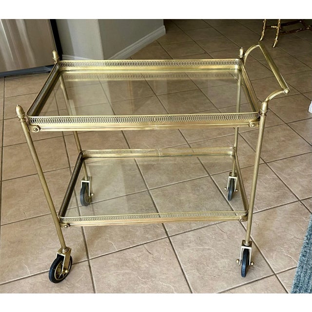 1970s Italian Neo Classic Brass Bar or Tea Cart For Sale - Image 5 of 14