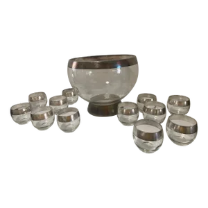 Authentic Mid 20th Century Dorothy Thorpe Sterling Roly Poly & Punch Bowl Set- 13 Pieces