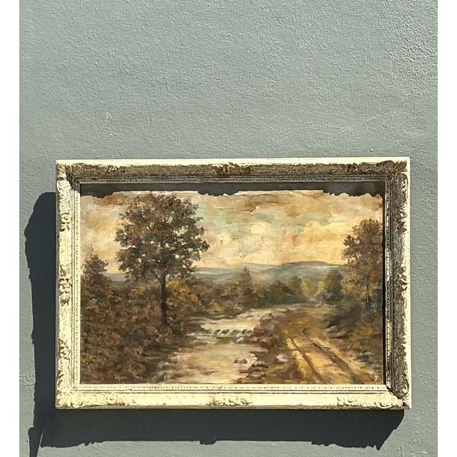 Mid-Century Modern Vintage Original Landscape Oil on Canvas For Sale - Image 3 of 12