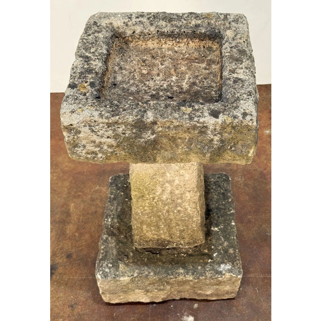 English Garden Square Bird Bath of Carved Purbeck Stone For Sale In Austin - Image 6 of 10