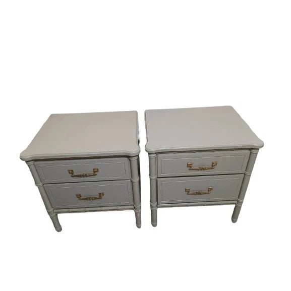 1980s Hollywood Regency Nightstand Mid Century Sage Set of 2 For Sale In Naples, FL - Image 6 of 8