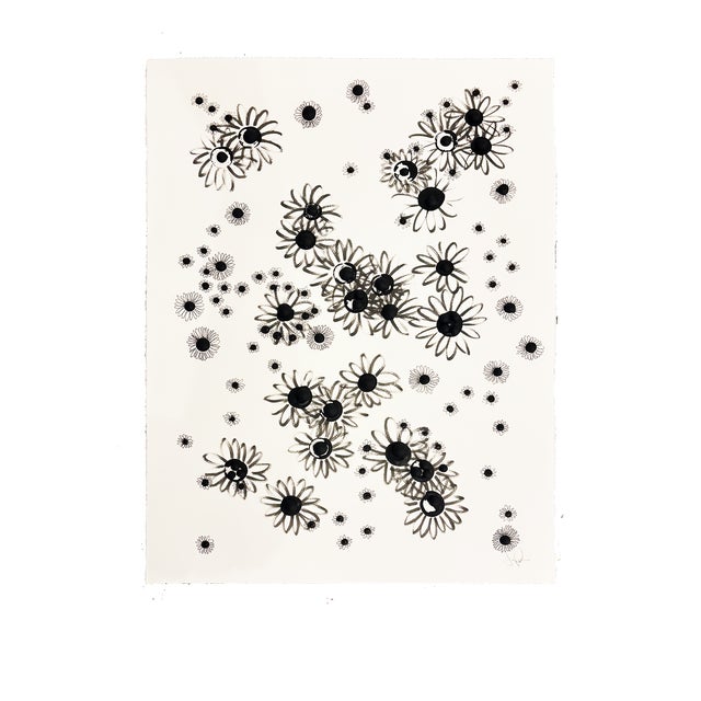 Wood pieces, gesso and ink on paper in white shadow box.