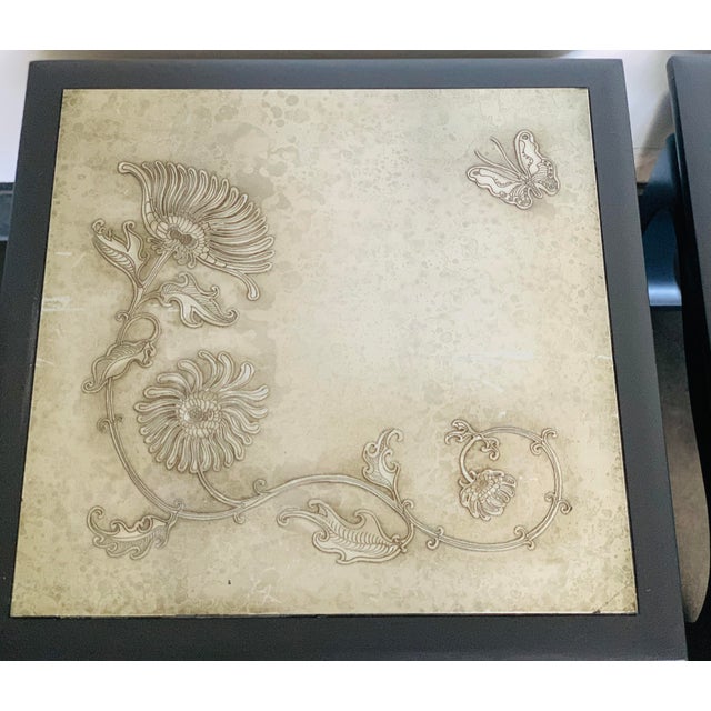 Vintage Ming Side Tables Metal Inlay - A Pair For Sale - Image 4 of 9