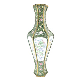 20th Century Chinese Chinoiserie Peking Canton Enamel Vase or Lamp Base For Sale