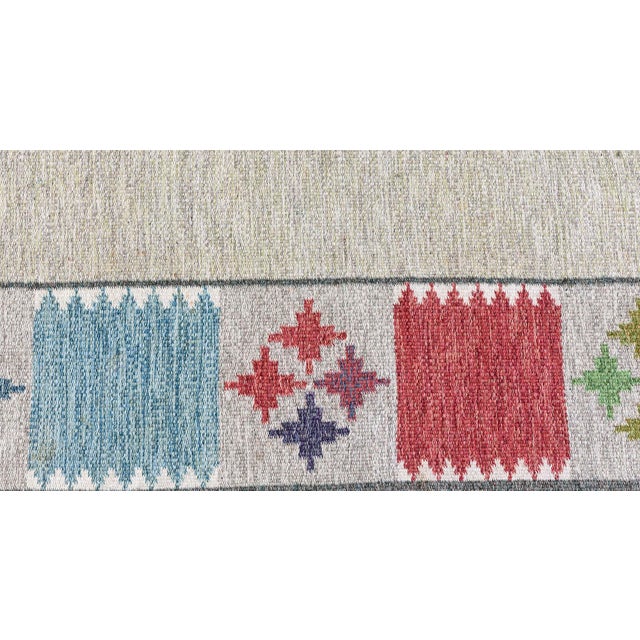 Mid-Century Modern Doris Leslie Blau Vintage Swedish Flat Weave Rug by Bitte Ahlgren, Signed "BA" For Sale - Image 3 of 9