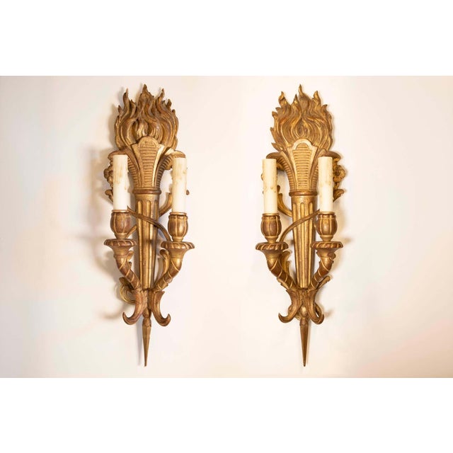 This stunning pair of 19th-century French wall sconces embodies the grandeur and artistry of the Louis XVI style. Expertly...