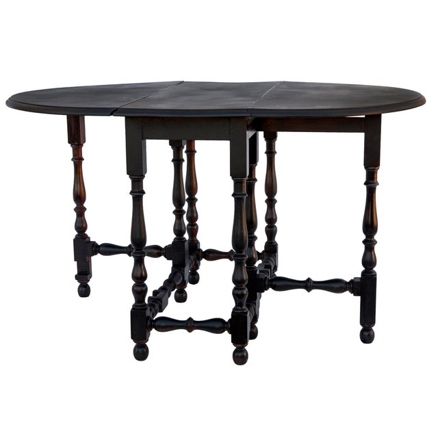 Mid 20th Century Vintage Gate Leg Mahogany Drop Leaf Table in Black For Sale - Image 5 of 8