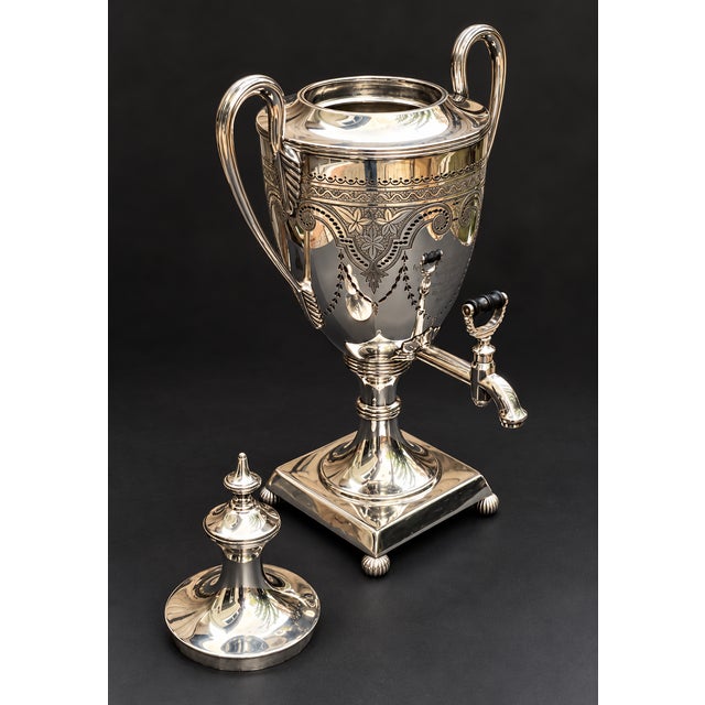 Antique Edwardian Silver-Plated Tea Urn by James Dixon & Sons, Sheffield, 1905 For Sale - Image 6 of 12