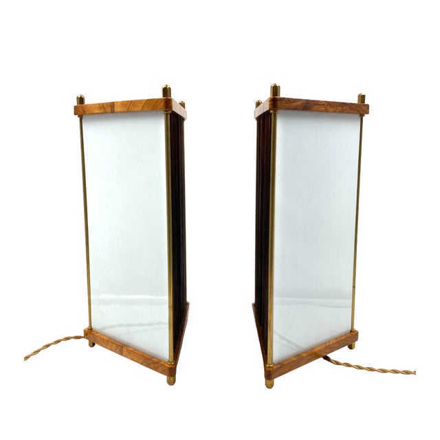 Gold Palisander and Brass Table Lamps by Leonardo Mosso, Italy, 1970s, Set of 2 For Sale - Image 8 of 18