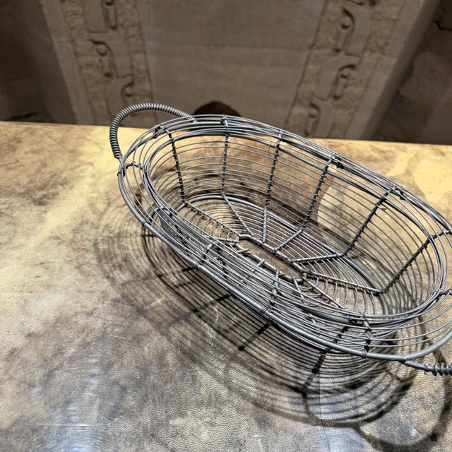 Gray French Industrial Vintage Wire Decorative Bowl Basket Catch All For Sale - Image 8 of 8