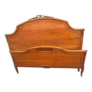 Antique Inlaid Wood Bed Full Size Frame For Sale