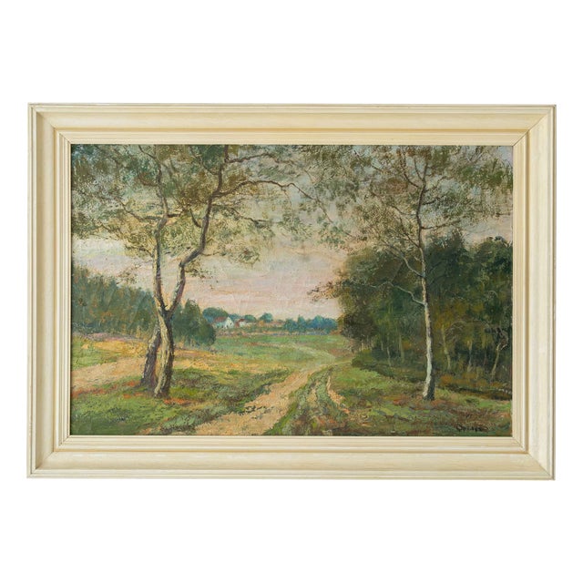 Dutch Impressionist Landscape Oil Painting, Country Path & Farmhouse, by Jacobus Doeser, Early 20th Century For Sale