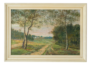 Dutch Impressionist Landscape Oil Painting, Country Path & Farmhouse, by Jacobus Doeser, Early 20th Century