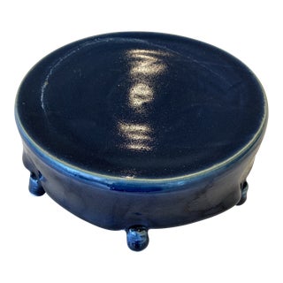 Vintage 1970’s Ceramic Studio Plinth/ Riser in Cobalt/ Deep Indigo Blue For Sale