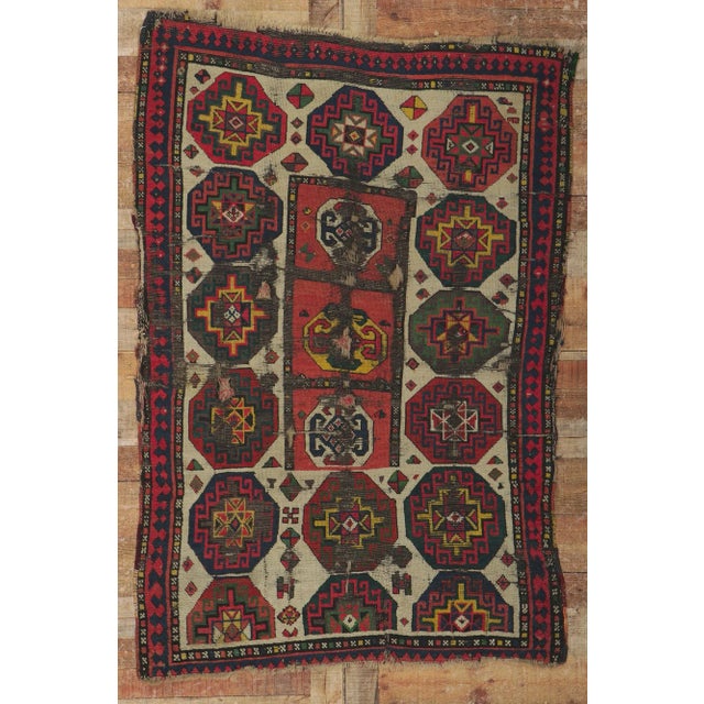Beige Late 19th Century Antique Caucasian Kazak Rug, 04'00 X 05'10 For Sale - Image 8 of 10