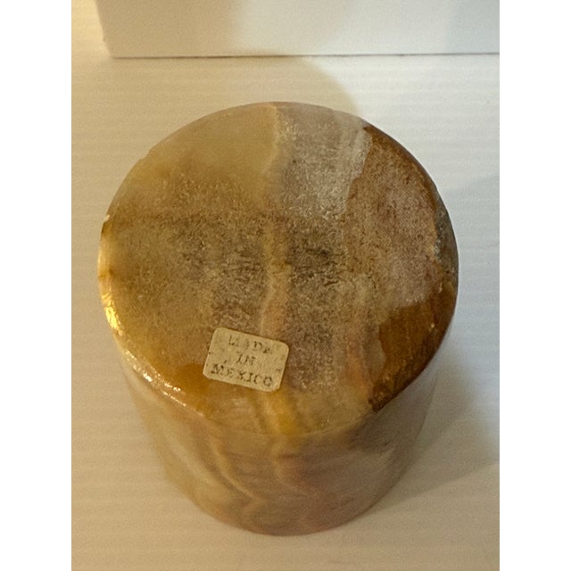 Vintage Mexican Onyx Stone Pen Holder / MCM Desk Accessory For Sale - Image 12 of 12