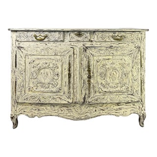 Period French Provincial Louis XV White Washed Credenza or Sideboard For Sale