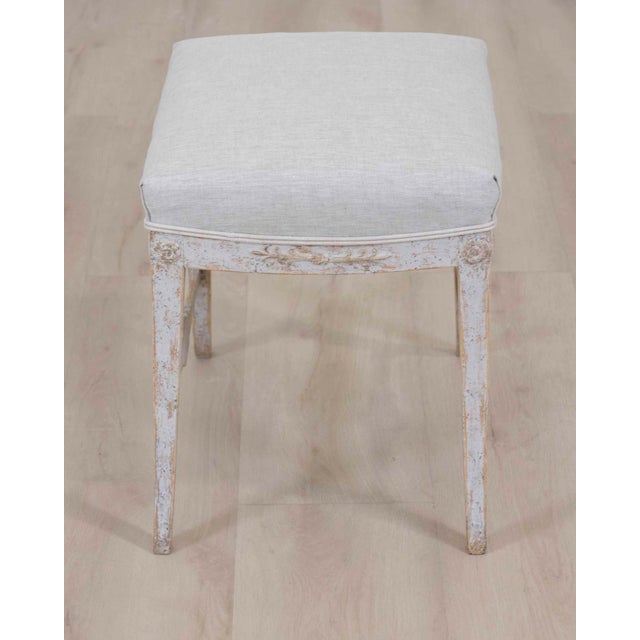 Light Gray Swedish 19th Century Gustavian Stool For Sale - Image 8 of 8