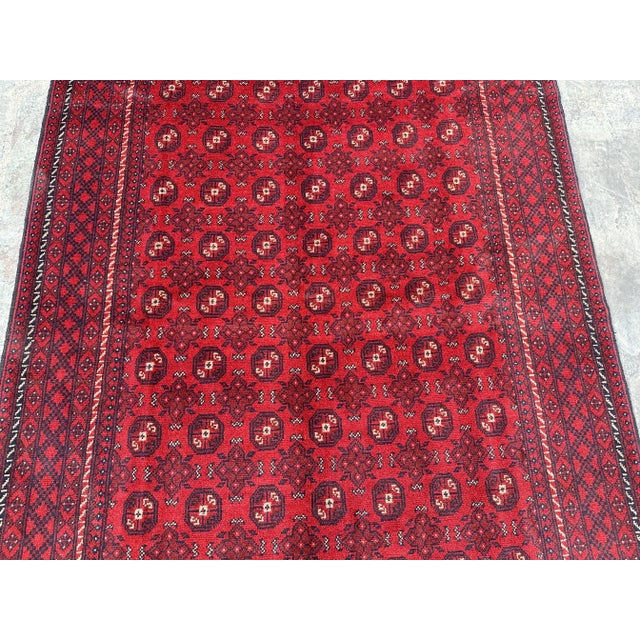 Islamic Hand Knotted Afghan Rug Turkomen Mowri Rug For Sale - Image 3 of 8