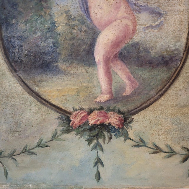D. Berthault, Cherubs, France, 1922, Oil on Canvas, Set of 2 For Sale - Image 15 of 18