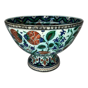 Large Cantagalli Iznik Style Footed Bowl / 19th Century, Italy