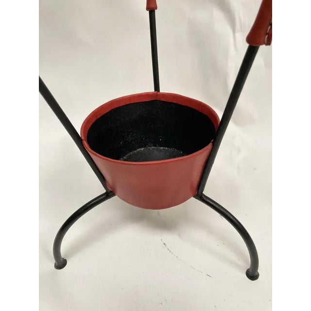 Mid-Century Modern Leather-Sheathed Umbrella Rack by Jacques Adnet, 1950s For Sale - Image 3 of 6