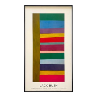 Jack Bush Estate Vintage Modernist Lithograph Print Framed Abstract Expressionist Museum Poster " Tall Spread " 1966 For Sale