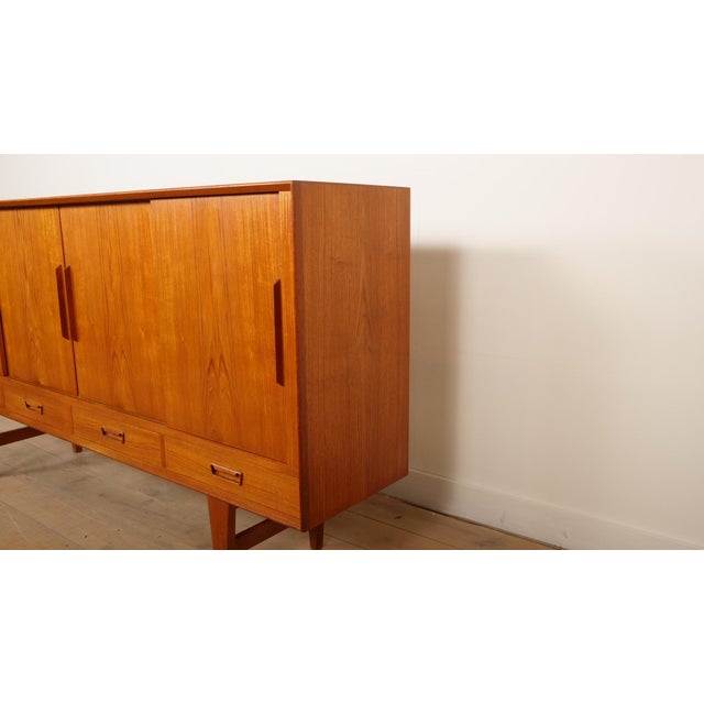 Vintage Danish Highboard in Teak with Light Inside For Sale - Image 3 of 18