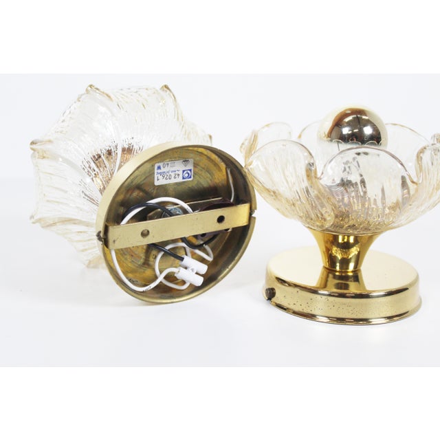 Glass Flower Sconces from Leclaire & Schäfer, 1970s, Set of 2 For Sale - Image 4 of 8