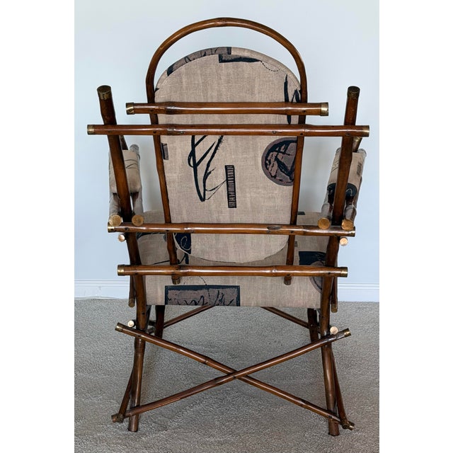 1970s Italian Bamboo and Brass Chair and Ottoman 1970s For Sale - Image 5 of 16