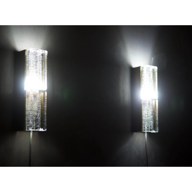 1960s Mid-Century Glass and Brass Sconces from Vitrika, 1966, Set of 2 For Sale - Image 5 of 10