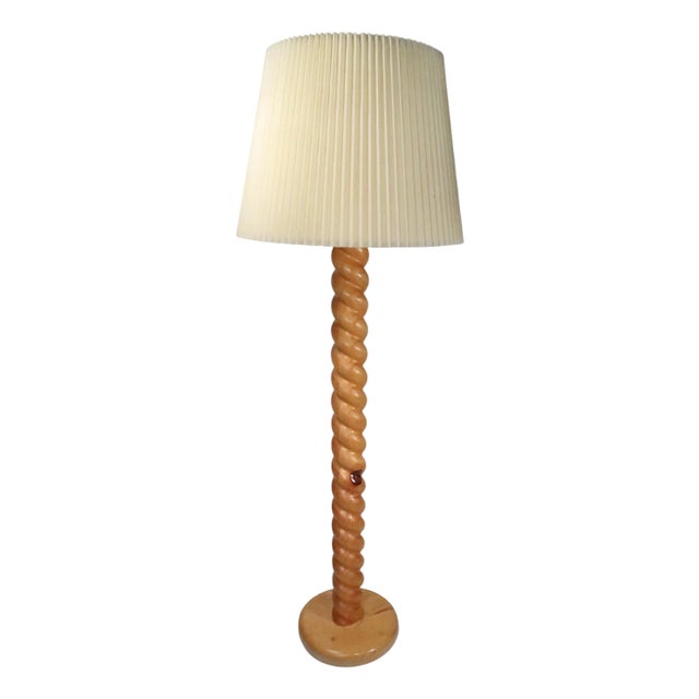 Barley Twist Floor Lamp in Pine Circa 1970/80's For Sale