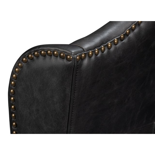 Leather Wingback Dining Chairs in Black, Sets of 2 For Sale - Image 10 of 11
