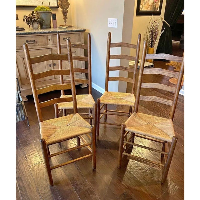 1970s Vintage Collection of Ladder-Back Chairs- Set of 4 For Sale - Image 11 of 12
