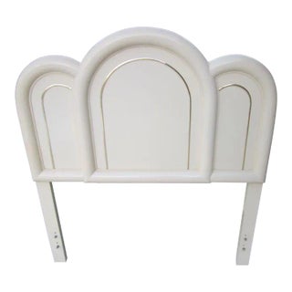 1980s Lacquer Laminate Gold Trim Cream Color Twin Headboard For Sale