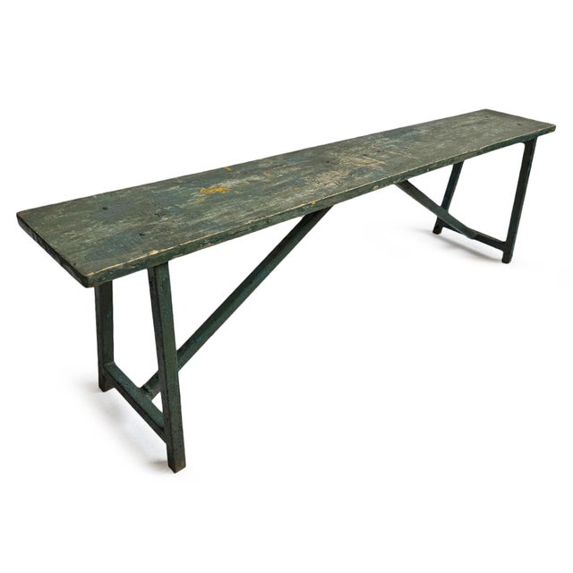Mid 20th Century Vintage Wood & Iron School Bench For Sale - Image 5 of 6