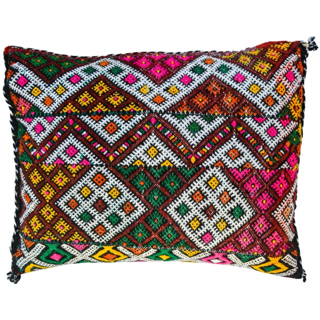 Moroccan Berber Pillow W/ Colorful Diamonds For Sale - Image 9 of 9