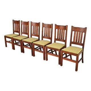 Stickley Brothers Style Antique Mission Oak Arts & Crafts Dining Chairs, Set of Six For Sale