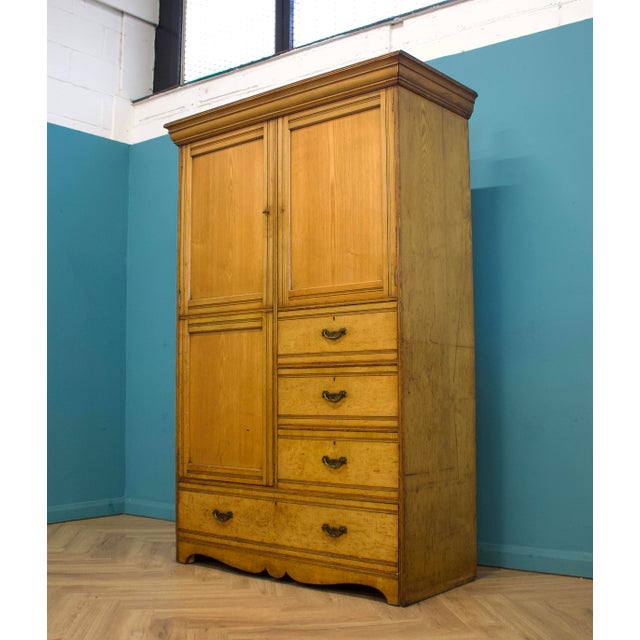 Edwardian Ash Compact Combination Wardrobe, 1900s For Sale - Image 4 of 13
