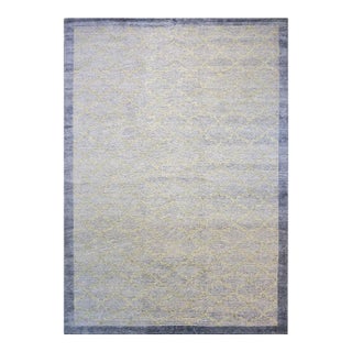 Nepalese Modern Wool & Silk 10X14 Slate Blue & Light Green Handmade Area Rug #1143599 For Sale