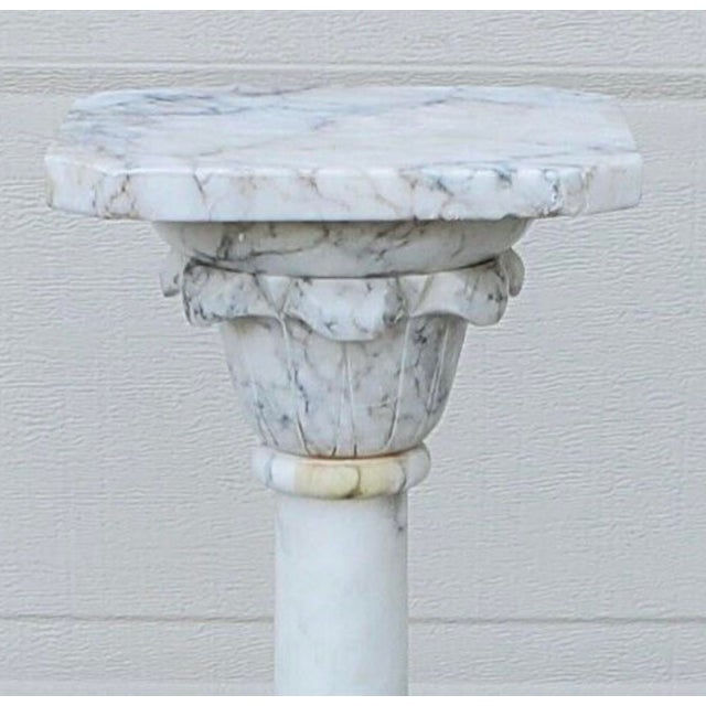 Antique Italian Calcutta Marble Carved Column Pedestal Display Plant Stand For Sale - Image 12 of 12