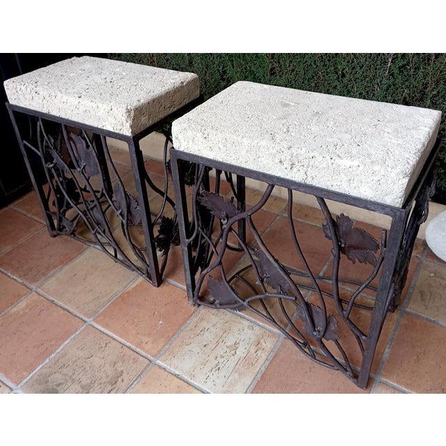 Handmade Wrought Iron Pedestals, 1960s, Set of 2 For Sale - Image 4 of 18
