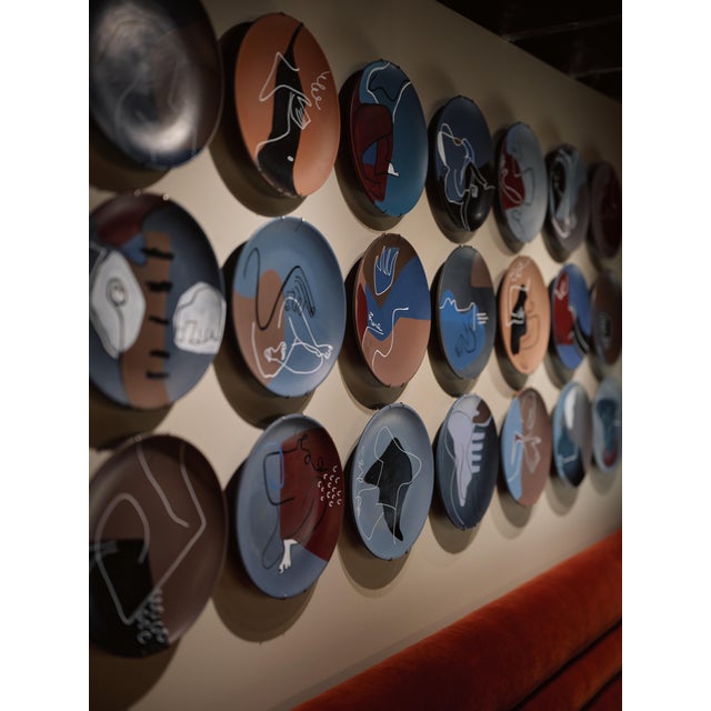Abstract Set of 12, 2020s Hand Painted Art Plates For Sale - Image 3 of 4