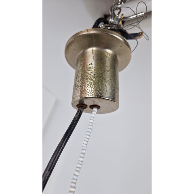 Vintage Pendant Light in Green Glass with Milky Sphere Candle, 1960s For Sale - Image 4 of 11