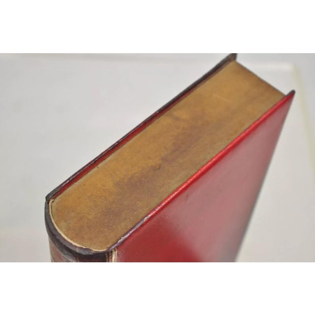 Vintage Italian Regency Red Leather Bound "Science" Faux Book Bookend For Sale - Image 10 of 11
